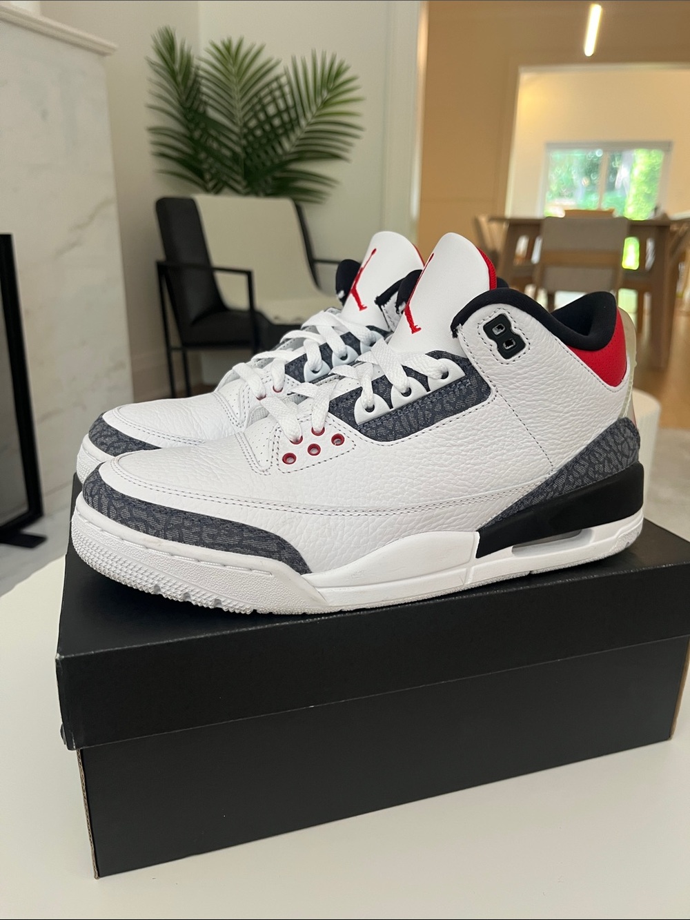 Jordan Retro Low Top Sneakers in White, Red, Black